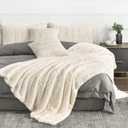 YUSOKI Luxury Faux Fur Blanket for Twin XL Bed 2 Layers, 5.2 Lb, All Ages,Home Decoration Without Pillows (Ivory,63" x 90")