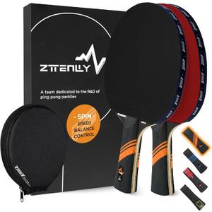 Ping Pong Paddle with Carbon Technology | Performance-Series,7-ply Finest Blade, Expert Speed/Edge/Balance, Thicker Protector Case | Table Tennis Racket for Professional