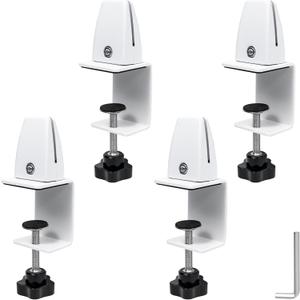 Adjustable Desk Divider Partition Clips, Sneeze Guard Support Clamps for 1/8" to 1" Thick Panels, Desk Privacy Panel Clips for Office and Home Use, 4-Pack, White