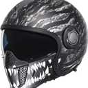 TRIANGLE Full Face Motorcycle Helmets,Off-Road Motocross Helmet for Men & Women,Dual Visor with Internal Tinted Sunshield,Open Face 3/4 Adult Racing Helmet DOT Approved(XXL) (Black White)