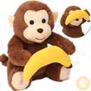Hopearl Peek A Boo Monkey with Banana Interactive Repeats What You Say Plush Toy Musical Singing Talking Stuffed Animal Adorable Electric Animate Birthday Festival, Brown, 11''