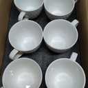 Espresso Cup and Saucer Set of 6, 6 oz Ceramic Cappuccino Barista Cup with Saucer, Stackable Coffee Mugs for Demitasse, Au Lait, Latte, Cafe Mocha, Tea, Birthday Day Thanksgiving Christmas Gift, White (Waves)