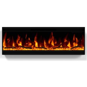 30 inch Electric Fireplace, Ultra-Thin Electric Fireplace Inserts, Ultra-Narrow Frame, Wall Mounted and Recessed Fireplace, Log & Crystal, Touch Screen & Remote Control, 1500W