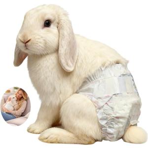 Rabbit Diapers for Indoor Use, 10-Pack  Designed for Couch, Bed & Holding, Absorbent, Leak-Resistant & Breathable Design (XXS, Count, 10)