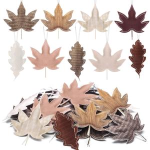 30 Thanksgiving Fall Leaves Fall Trees Ornaments 3D Fabric Felt Leaves for Crafts Cotton Maple Leaf Hanging Ornament Thanksgiving Ornament for Tree Autumn Decoration Farmhouse Harvest Party
