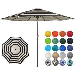 Blissun 10FT Outdoor Patio Umbrella, Outdoor Table Umbrella, Yard Umbrella, Market Umbrella with 8 Sturdy Ribs, Push Button Tilt and Crank