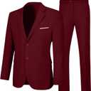 Men's Suits 2 Piece Burgundy Slim Fit Party Christmas Suit Jacket for Men Tuxedo Set Homecoming Outfits, XL