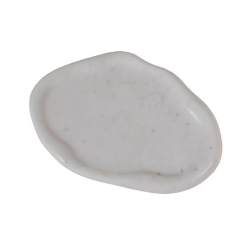 Cloud Shaped Natural Marble Tray 9"x6" – Decorative Catchall for Home Decor | Stone Organizer for Vanity, Bathroom, Kitchen, Jewelry, Perfume, Candle, Keys & Countertop Display (Arctic White)