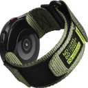 Nereides Band Compatible with Samsung Galaxy Watch 7 6 5 4 40mm 44mm/ Watch 6 4 Classic/Watch 5 Pro/Watch 3 Classic 41mm/Active 2, 20mm Nylon Replacement Sports Strap for Men Women(Army Green,L)