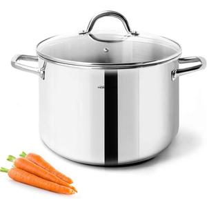 HOMICHEF Small Stock Pot 4 Quart Nickel Free Stainless Steel - 4 Qt Stockpot With Lid - Induction Pot (Shiny Silver - Mirror Polished Stainless Steel)