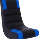 The Crew Furniture Kids & Teens Riptide Video Rocker Gaming Chair  Lightweight Ergonomic Floor Rocker in Black and Blue with Easy-Clean Faux Leather