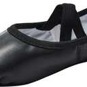 Stelle Ballet Shoes for Girls Soft Leather Dance Slippers Ballerina Shoes (Black)