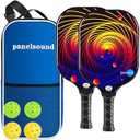 USAPA Approved Pickleball Paddles Set of 2 Fiberglass Pickleball Rackets with 1 Carrying Case, 4 Outdoor Pickleballs