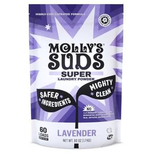 Molly's Suds Super Powder Detergent | Extra Strength Laundry Soap, Stain Fighting | Sensitive Skin | Simple, Effective Ingredients | 60 Loads - Lavender