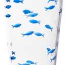 KLIFA- CHARLESTON- 19 oz, Set of 6, Acrylic Fishing Highball, School of Fish Drinking Glasses, BPA-Free, Stackable Plastic Drinkware, Dishwasher Safe Cups, Clear with Dark Blue Printing