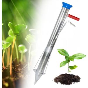 AIWFL Seedling Transplanter Long Handled Bulb Planter Tools Vegetable Young Plant Manual Plant Transplanter Stainless Steel Planting Garden Tools