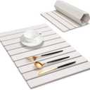 Large Stone Dish Drying Mats for Kitchen Counter, 23"(L)15"(W), Fast Drying Collapsible Dish Drying Mat, Eco-Friendly Absorbent Diatomaceous Earth Mats for Dishes Bottles Cups, Match Any Countertop