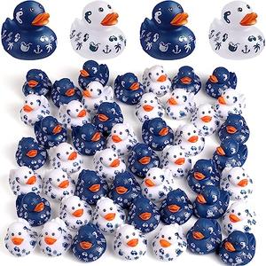 Jerify 12 Pcs 2 Inch Cruise Ducks for Hiding Mini Rubber Ducks for Cruise Ships Bath Toys Duckies for Kids Adult Valentine's Day Carnival Party Birthday Gifts Blue and White
