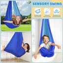 Swing Stand Frame with Sensory Pod Swings and Chair, Sensory Swing Set, X-Shaped Swing Frame, Heavy-Duty Metal Hammock Chair Stand for Adults Indoor and Outdoor 330LBS(Blue)