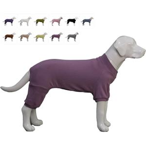 Lovelonglong Ribbed Dog Pajamas Cotton Knitted Dog Jumpsuits 4 Legged All Season Warm Pet Bodysuits for  Dogs Taro Purple, M