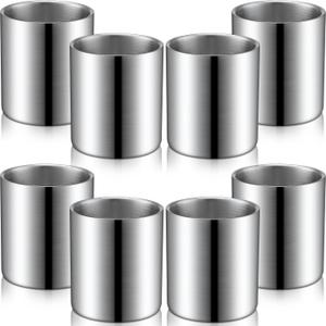 Zopeal 8 Pieces Stainless Steel Whiskey Glass Bulk 6.8 oz Insulated Metal Cups Double Wall Tumbler Whiskey Gifts for Men Husband Father Lover