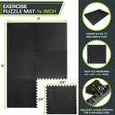 ProsourceFit Puzzle Exercise Mat  in, EVA Interlocking Foam Floor Tiles for Home Gym, Mat for Home Workout Equipment, Floor Padding for Kids, Grey, 24 in x 24 in x  in, 144 Sq Ft - 36 Tiles (Black)