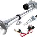 Air Horns for Truck Super Loud Train Horn Kit for 12V Vehicle/Semi Truck/Car/Boat/Jeep/Van/Motorcycle/SUV Single Trumpet Air Horn with Compressor (Integrated single tube with wire)