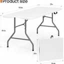 Folding Table 6FT 350 LBS Heavy Duty Foldable Table with 18% Thicker HDPE Waterproof Top, Portable Fold in Half with Handle, Reinforced Steel Frame for Indoor Outdoor Party Events