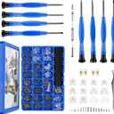Upgrade Version Magnetic Eye Glass Repairing Kit, Eyeglass Repair Tool Kit with Compact Screw Box Include Nose Pads, Precision Screwdriver Set, Screws, Tweezer for Eyeglass, Sunglass, Spectacles Watch