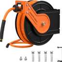 Giraffe Tools TA15BPLUS Retractable Air Hose Reel with Swivel Bracket 3/8" x 50 ft Hybrid Hose, Ceiling/Wall Mounted Heavy Duty Industrial Air Compressor Hose Reel, 300PSI, 50ft