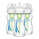 Dr. Brown's Natural Flow Anti-Colic Options+ Wide-Neck Glass Baby Bottles 9 oz/270 mL, with Level 1 Slow Flow Nipple, 3 Pack, 0m+