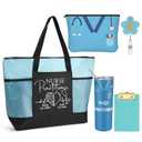 Sieral 5 Pcs CNA Week 2026 Gifts Bulk Nurse Practitioner Tumbler Tote Makeup Bag Badge Clipboard for Women Men Appreciation(Blue)