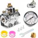 Adjustable Fuel Pressure Regulator Carburetor Parts with Fuel Gauge Kit for Holley and Edelbrock Carburetors, 4 1/2 to 9 PSI, 3/8in NPT, 12-803