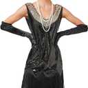 1920s Dresses for Women Gatsby Flapper Dresses 20s Vintage Sequins Fringed Cocktail Dress (Medium, Black+gold)