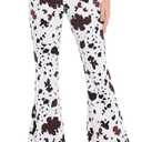 Odefou Bell Bottom Jeans for Women High Waisted Stretch American Flag Flare Jeans Denim Bootcut Pants (White), Size 8