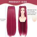 PUREHAIR 39 Inches Long Red Anime Costume Wig High Temperature Heat Resistant Silk Fiber Natural Looking Costume Wig for Halloween Party, Cosplay (Red, Adult Size)