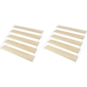 2 Pack Large 5 Tier Acrylic Display Stand 16*13*7.8 inches for Figures Wooden Risers Display Case for Craft Fair Acrylic Cupcake Stand for Dessert Table Cologne Organizer for Men
