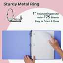POPRUN 3 Ring Binder 1 Inch, PVC-Free, Holds 175 Sheets of 8.5 x 11 Paper, Extra Durable Organizer with 2 Pockets for School & Office, Heavy-Duty, 2 Pack, Cornflower Purple