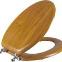 Angel Shield Durable Wood Veneer Natural Toilet Seat Metal Hinged Easy Clean Anti-scratch American Standard(Elongated,Oak) (Elongated-18.5)