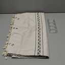 AmazerBath Boho Shower Curtain, Modern Farmhouse Shower Curtain Set with Tassels, Rustic Faux Linen Green Striped Shower Curtain with Hooks, Light Tan Toned, 30x60Inches