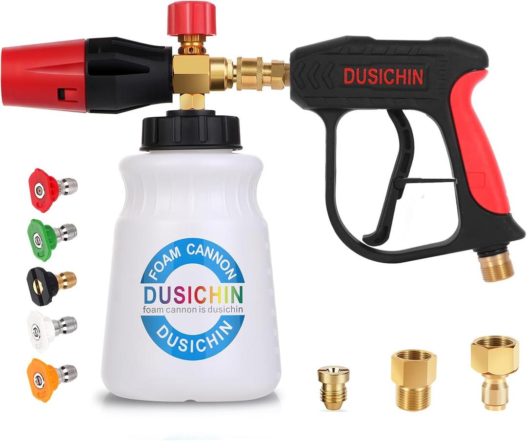 DUSICHIN DUS-018 Foam Cannon Lance Pressure Washer Nozzle Tip Spray Gun 3000 PSI Jet Wash Car Detailing