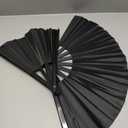 2 Pack Large Folding Hand Fan, Nylon-Cloth Vintage Retro Fabric Fans, Chinese Kung Fu Tai Chi Hand Fan for Men/Women, Festival, Dance, Gift, Performance, Decorations (Black)