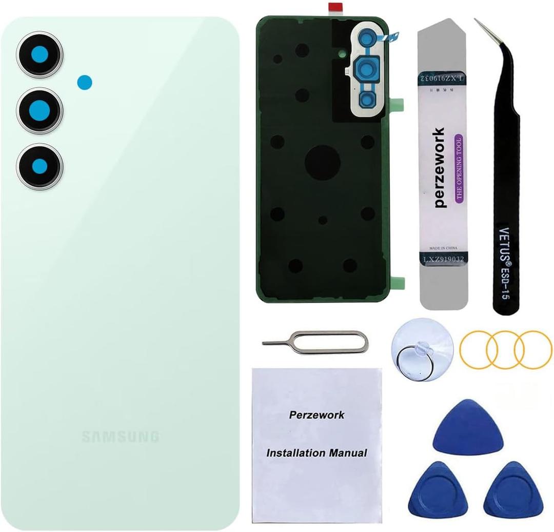 Rear Back Glass Replacement for Samsung Galaxy S24 FE 6.7 Inches with Reparing Toolkit and Manual (Mint)