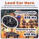 Super Loud 110dB Dual-Tone Electric Air Horn Kit - Waterproof Universal 12V Car Horn for Trucks, SUVs, Cars, Motorcycles (Easy Installation)