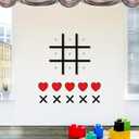 Large Wood Game Room Wall Decor, Modern Home Wall Art for Farmhouse Living Room Bedroom Office Decorations, Playroom Hallway Nursery Kids Room Decor Wall Stickers (1818 tic tac Toe Game)