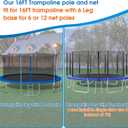 16Ft Trampoline Net and Pole Replacement, Universal Enclosure Poles with Clamp, Screws and Bolts, Tube Caps, Fit 6 Straight 16 Feet Round Trampoline Frame