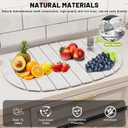 Large Stone Drying Mat for Kitchen Counter, Quick Drying Foldable Dish Drying Mat, Super Absorbent Diatomaceous Earth Drying Mat for Dishes Bottles Cups, Match Any Countertop (White, 22.8"x15.4")