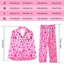 Womens Satin Pajama Set 2 Piece Silk Long Sleeve Pjs Soft Button Down Loungewear Sleepwear, XL