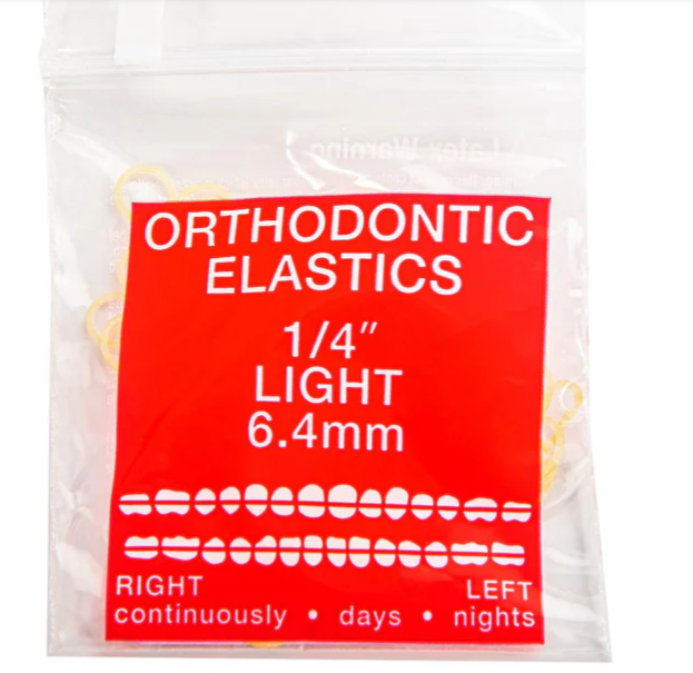 JMU 300 Pack Clear Orthodontic Elastics 1/4 Light, Orthodontic Rubber Bands Latex Free Intraoral Elastic Bands Dental Rubber Bands Made in USA