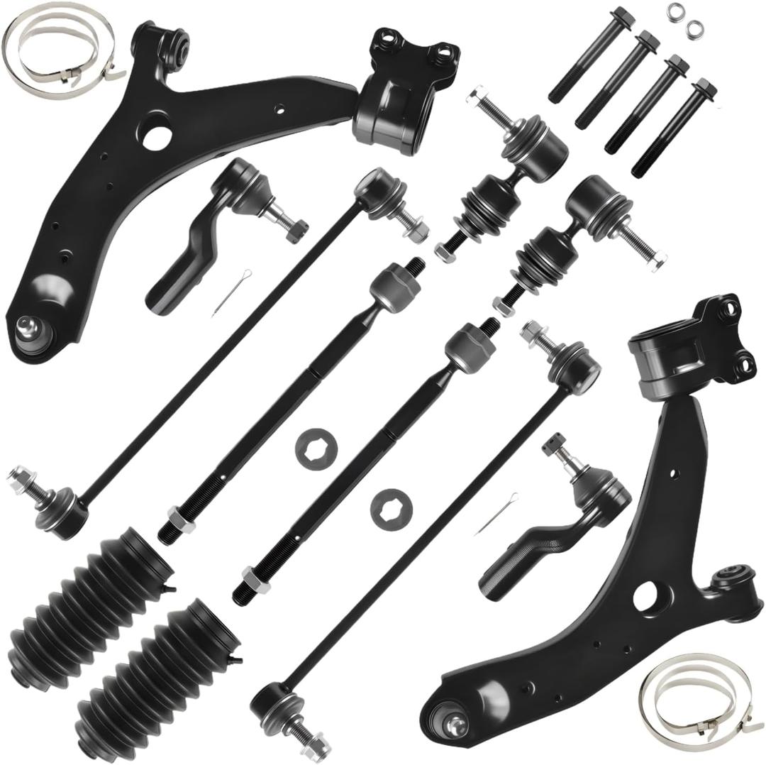 Front Lower Control Arm w/Ball Sway Bar Tie Rod Suspension Kit Compatible with Mazda 3 2004-2009/3 Sport 2009 All Models, for Mazda 5 06-15 All Models [Replace#K620040, K620041, K80235]